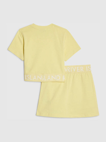 Dsiney Kidz - River Island Yellow Logo T-Shirt & Skort Set image 2