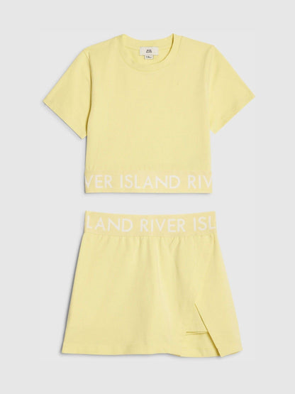 Dsiney Kidz - River Island Yellow Logo T-Shirt & Skort Set image 3