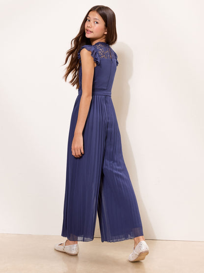 Dsiney Kidz - Lipsy Navy Lace Front Pleated Occasion Jumpsuit (7-16yrs) image 5