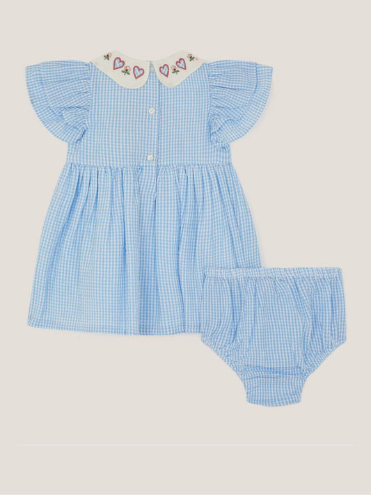 Monsoon Blue Baby Swan Embroidered Dress & Underwear Set image 2