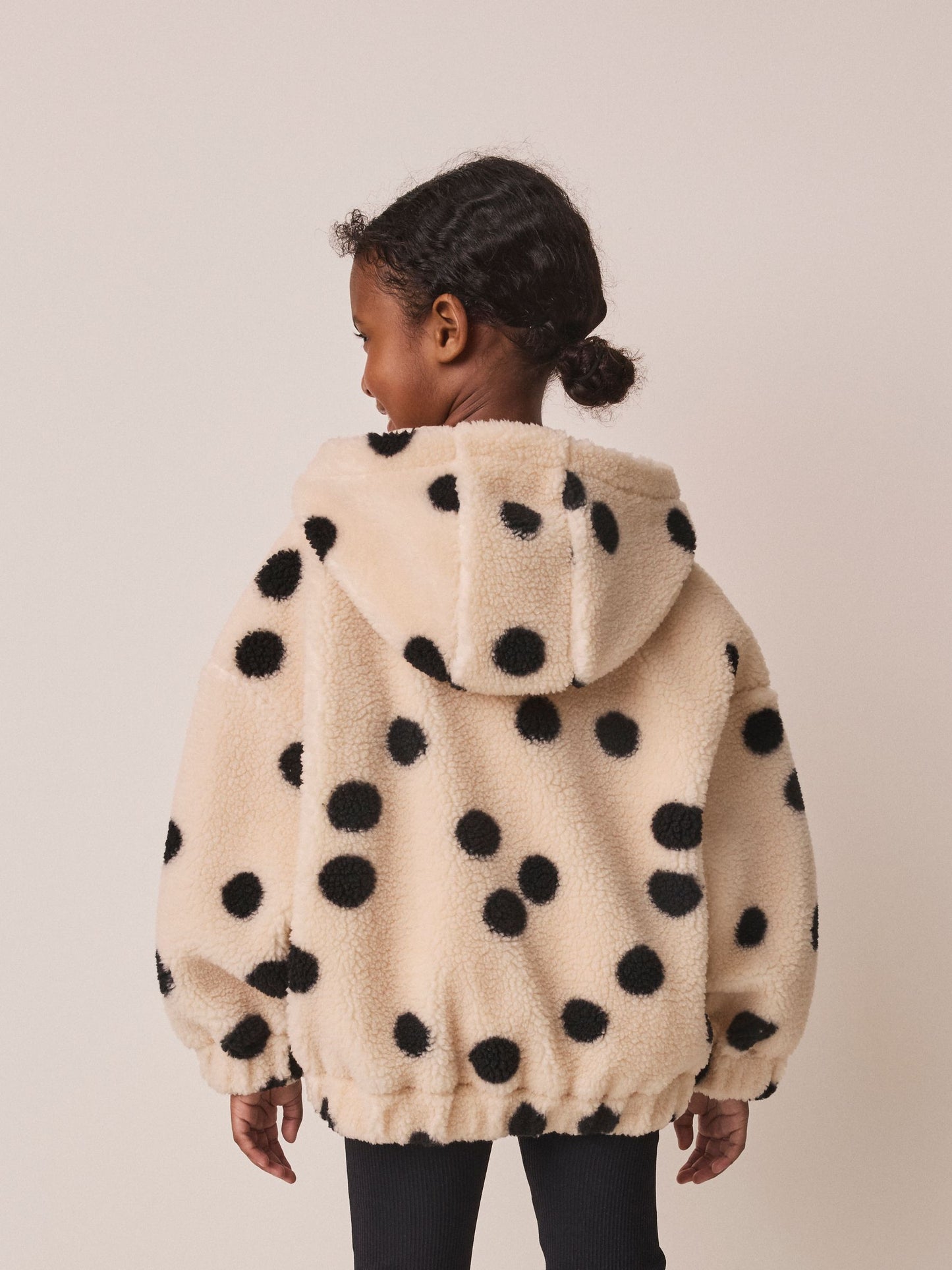 Dsiney Kidz - Black/White Spot Zip Up Hoodied Borg Jacket (3-16yrs) image 3