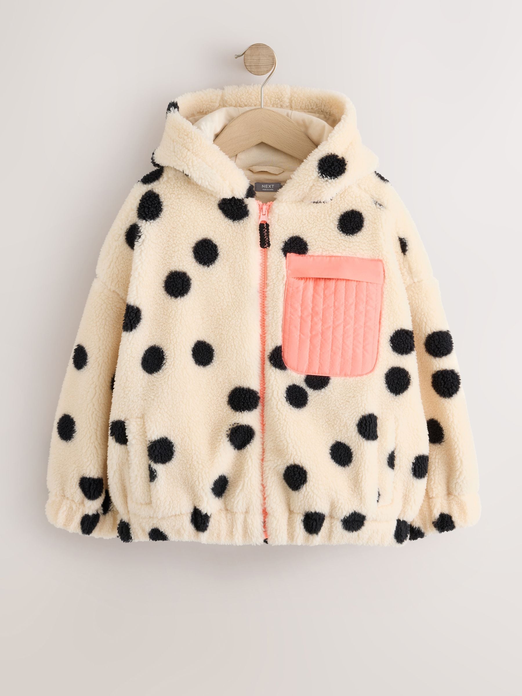 Dsiney Kidz - Black/White Spot Zip Up Hoodied Borg Jacket (3-16yrs) image 5