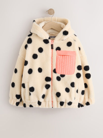 Dsiney Kidz - Black/White Spot Zip Up Hoodied Borg Jacket (3-16yrs) image 5