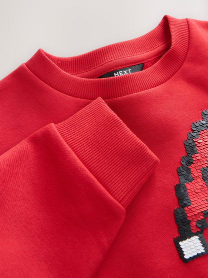Dsiney Kidz - Red Sequin Santa Christmas Crew Neck Sweater (3-16yrs) image 5