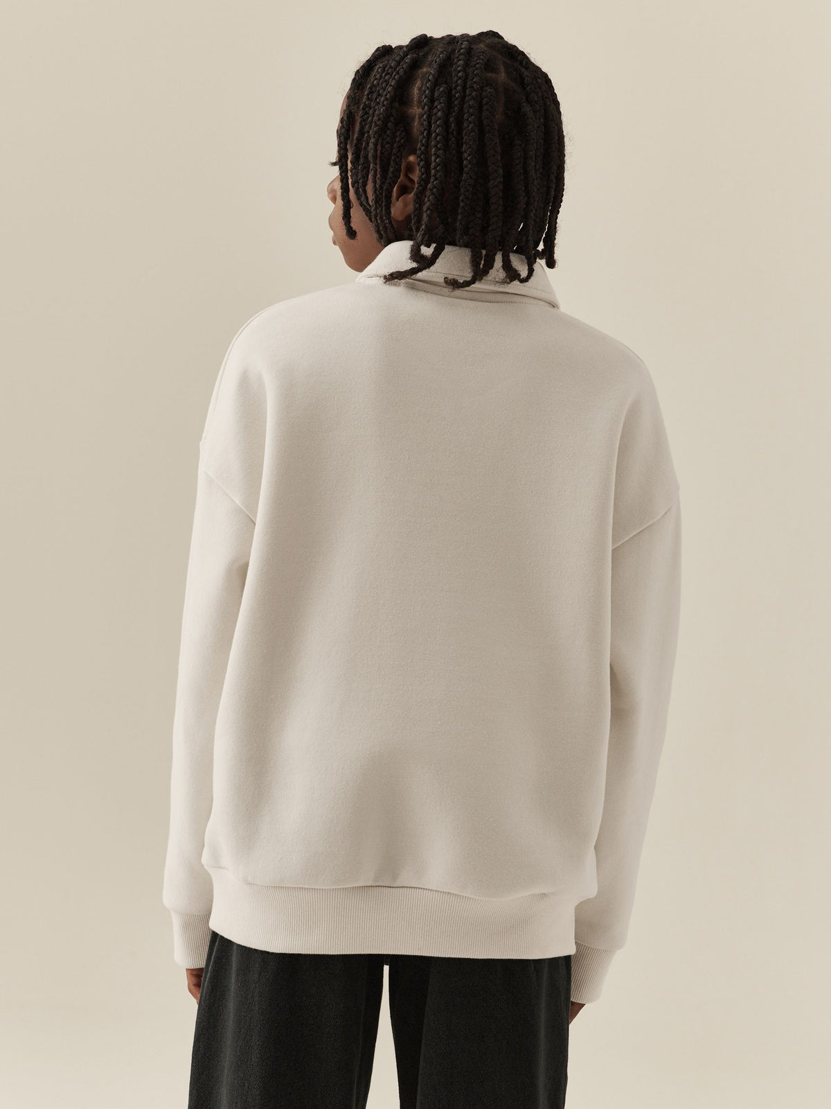 Ecru Oversized Collar Popper Neck Sweatshirt (3-16yrs) - image 3