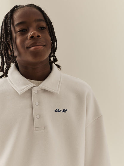 Ecru Oversized Collar Popper Neck Sweatshirt (3-16yrs) - image 4