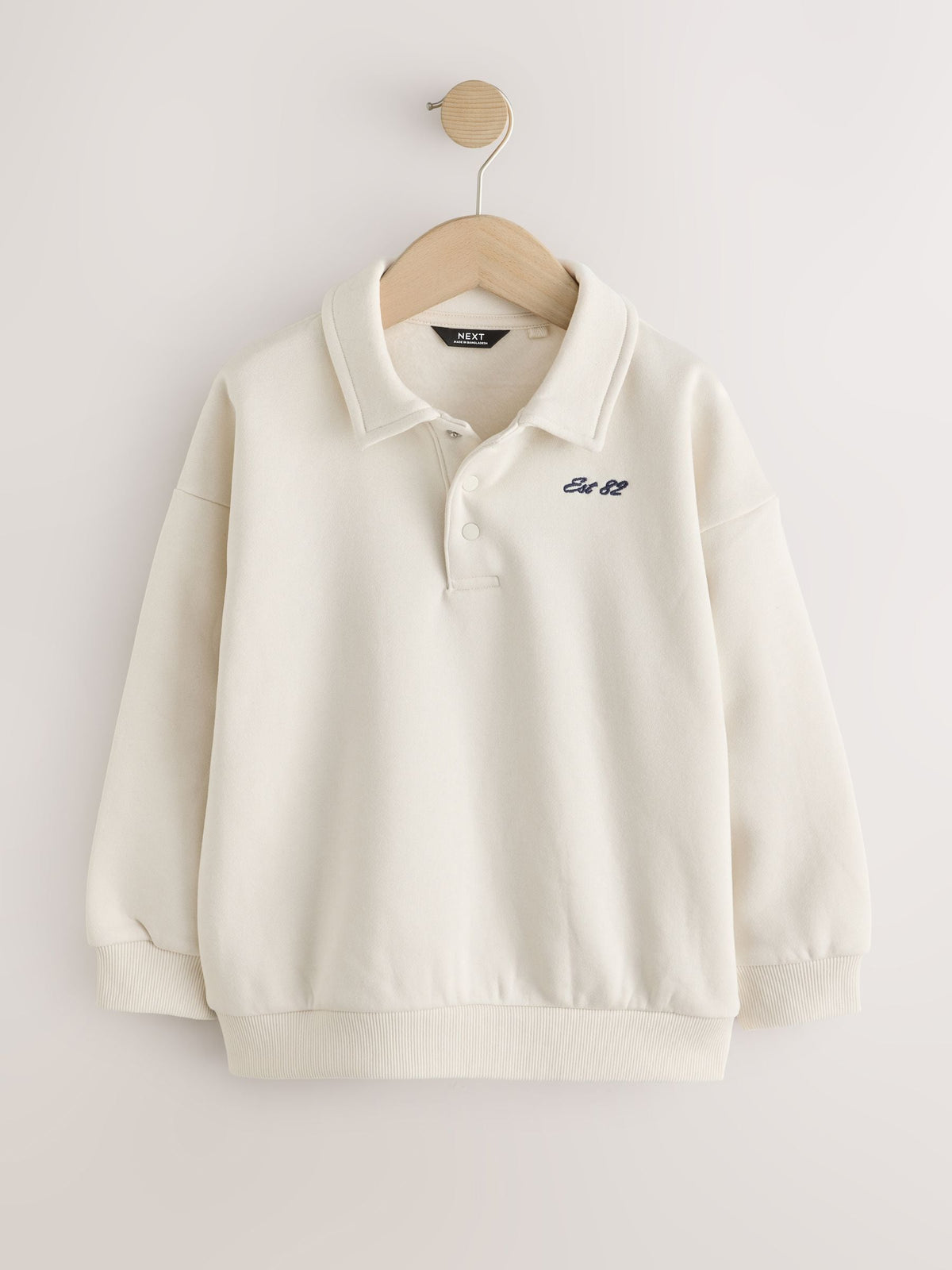 Ecru Oversized Collar Popper Neck Sweatshirt (3-16yrs) - image 5