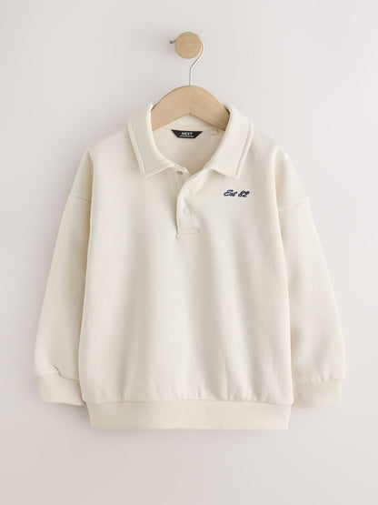 Ecru Oversized Collar Popper Neck Sweatshirt (3-16yrs) - image 5