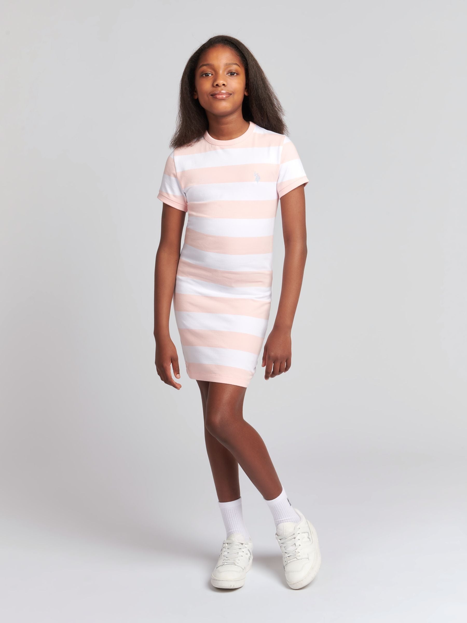 New Balance Pink Kids Jersey Small Logo T-Shirt Dress image 2