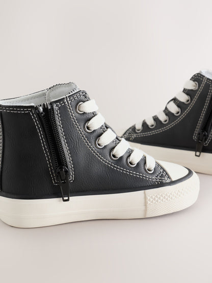 Dsiney Kidz - Black PU Standard Fit (F) High Top Trainers image 5