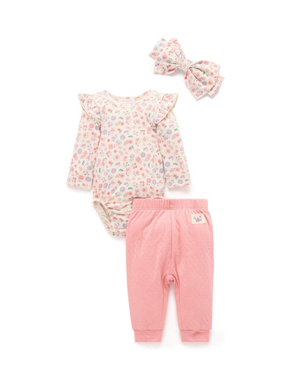 Purebaby Pink Bodysuit & Leggings Set 3 Piece image 3