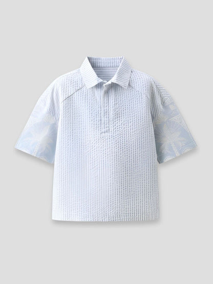 Dsiney Kidz - Angel & Rocket Blue Regan Cut And Sew Stripe Palm Shirt image 2