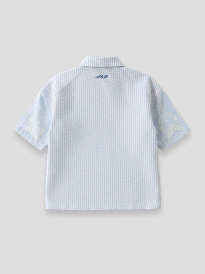 Dsiney Kidz - Angel & Rocket Blue Regan Cut And Sew Stripe Palm Shirt image 3