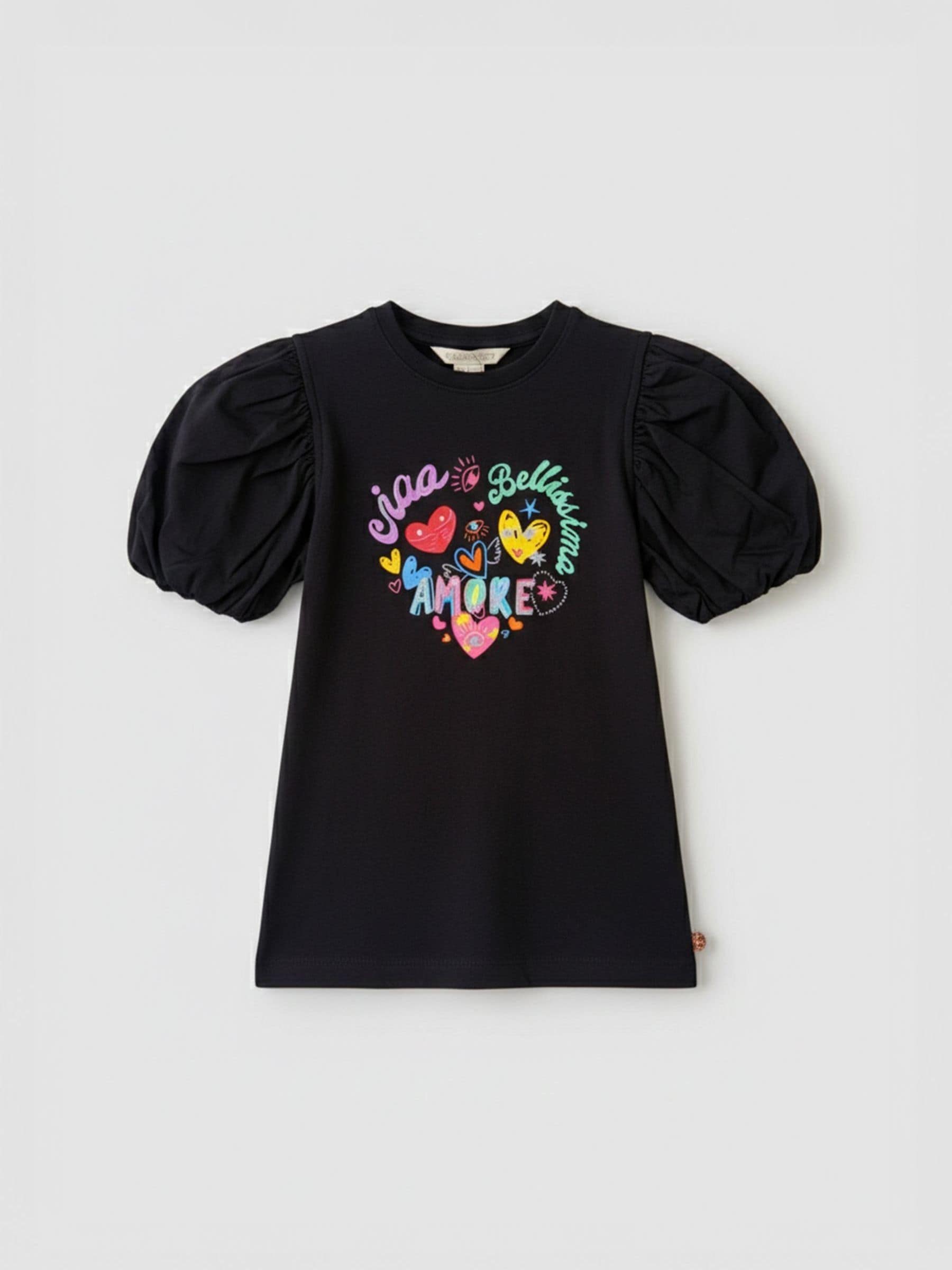 Dsiney Kidz - Angel & Rocket Black Aida Amore Print Puff Sleeve T-Shirt image 4