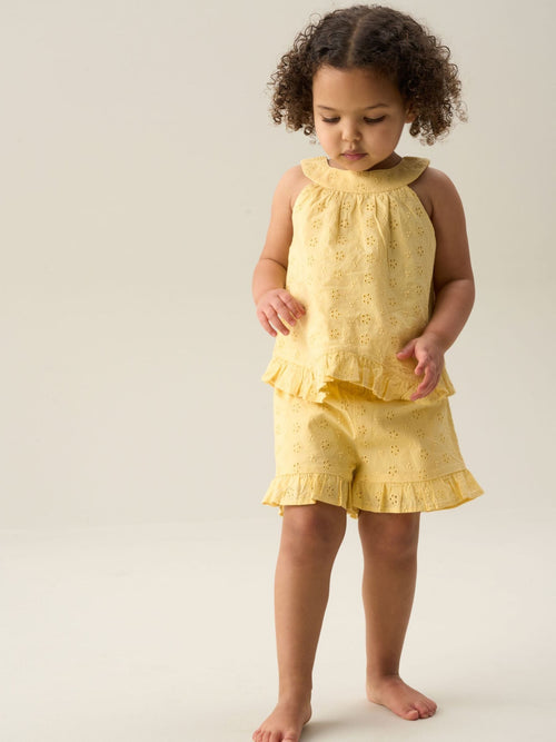 Dsiney Kidz - Angel & Rocket Yellow Leona Broderie Frill Top & Shorts Set image 1