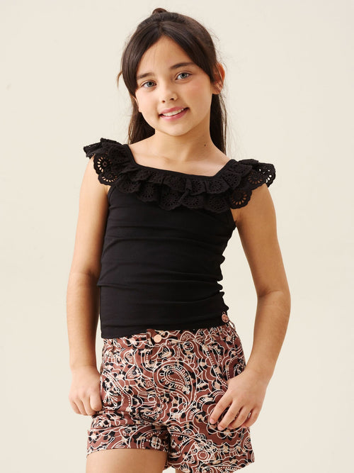 Dsiney Kidz - Angel & Rocket Black Jess Broderie Frill Vest Top image 1