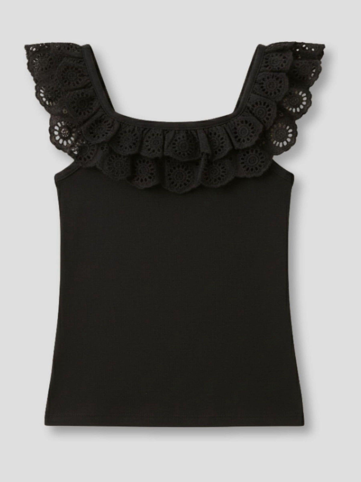 Dsiney Kidz - Angel & Rocket Black Jess Broderie Frill Vest Top image 3