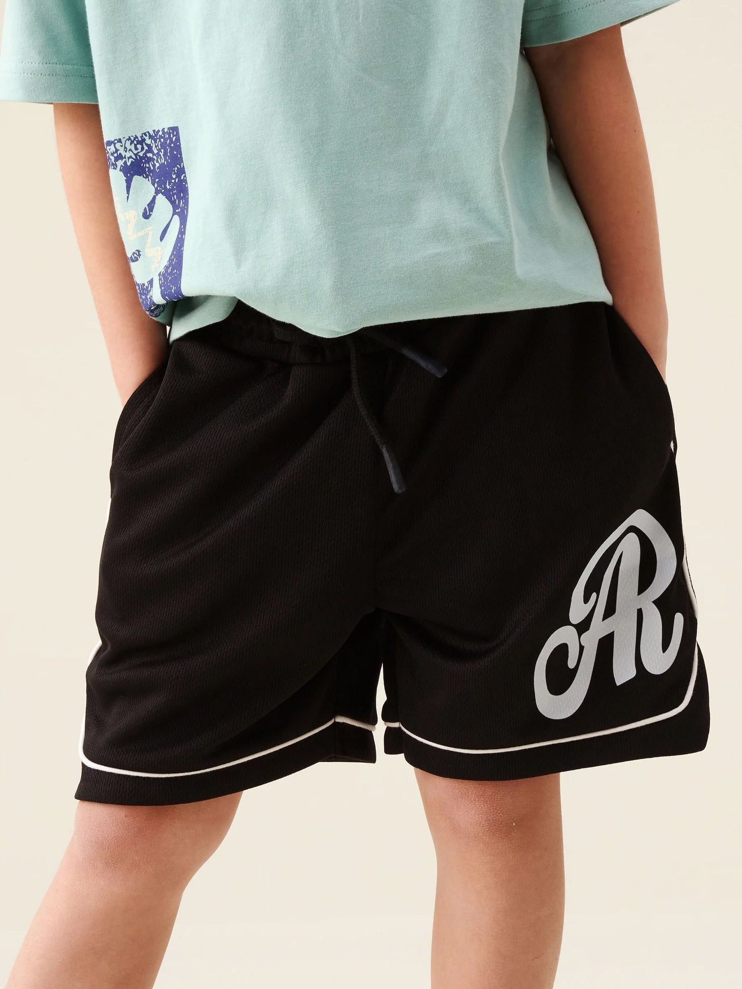 Dsiney Kidz - Angel & Rocket Black Ace Drawcord Mesh Shorts image 1