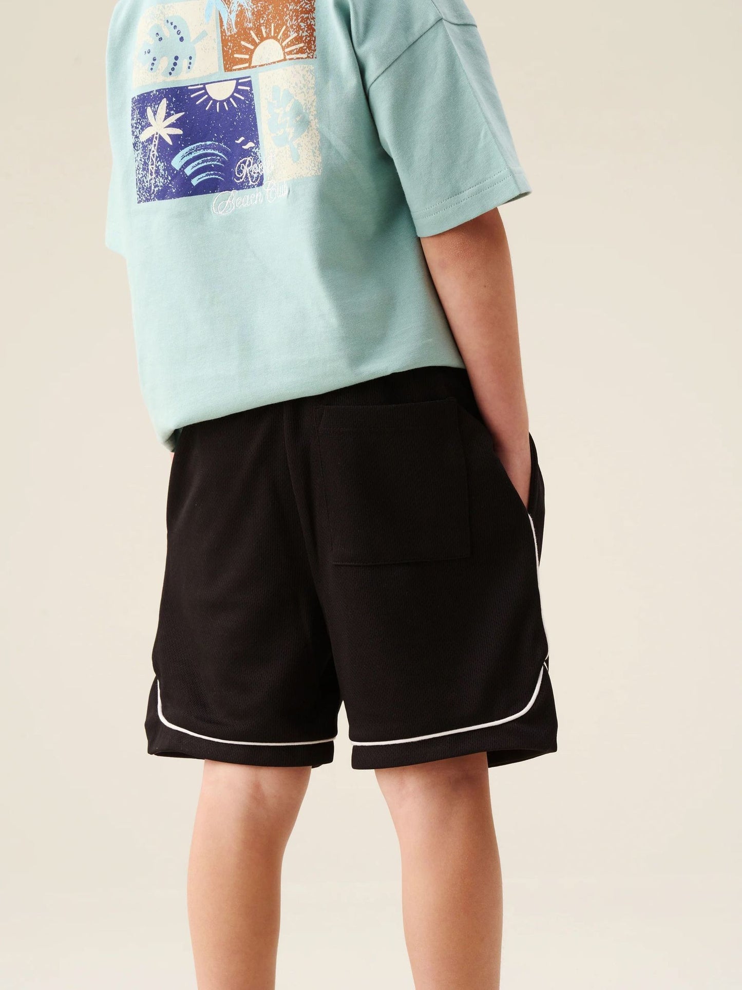 Dsiney Kidz - Angel & Rocket Black Ace Drawcord Mesh Shorts image 2