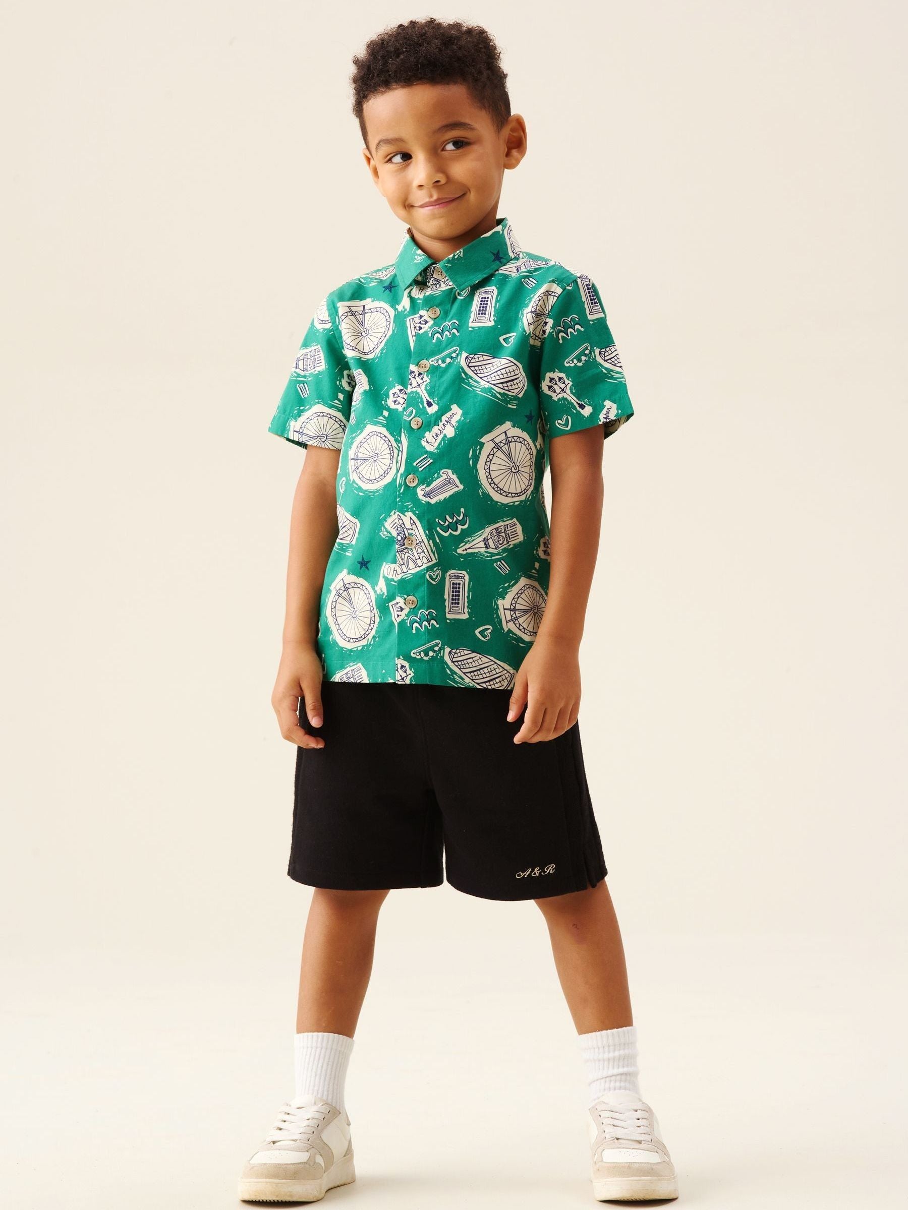 Dsiney Kidz - Angel & Rocket Green Damien City Print Shirt image 5
