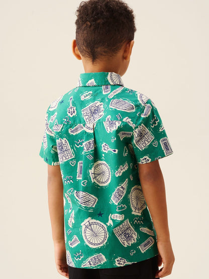 Dsiney Kidz - Angel & Rocket Green Damien City Print Shirt image 6