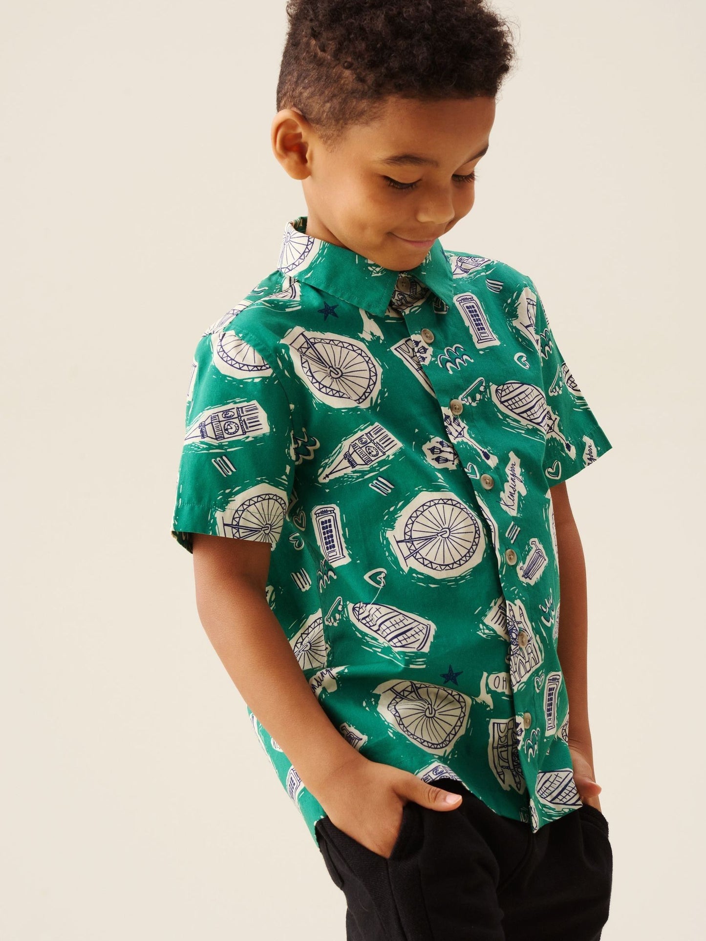 Dsiney Kidz - Angel & Rocket Green Damien City Print Shirt image 7
