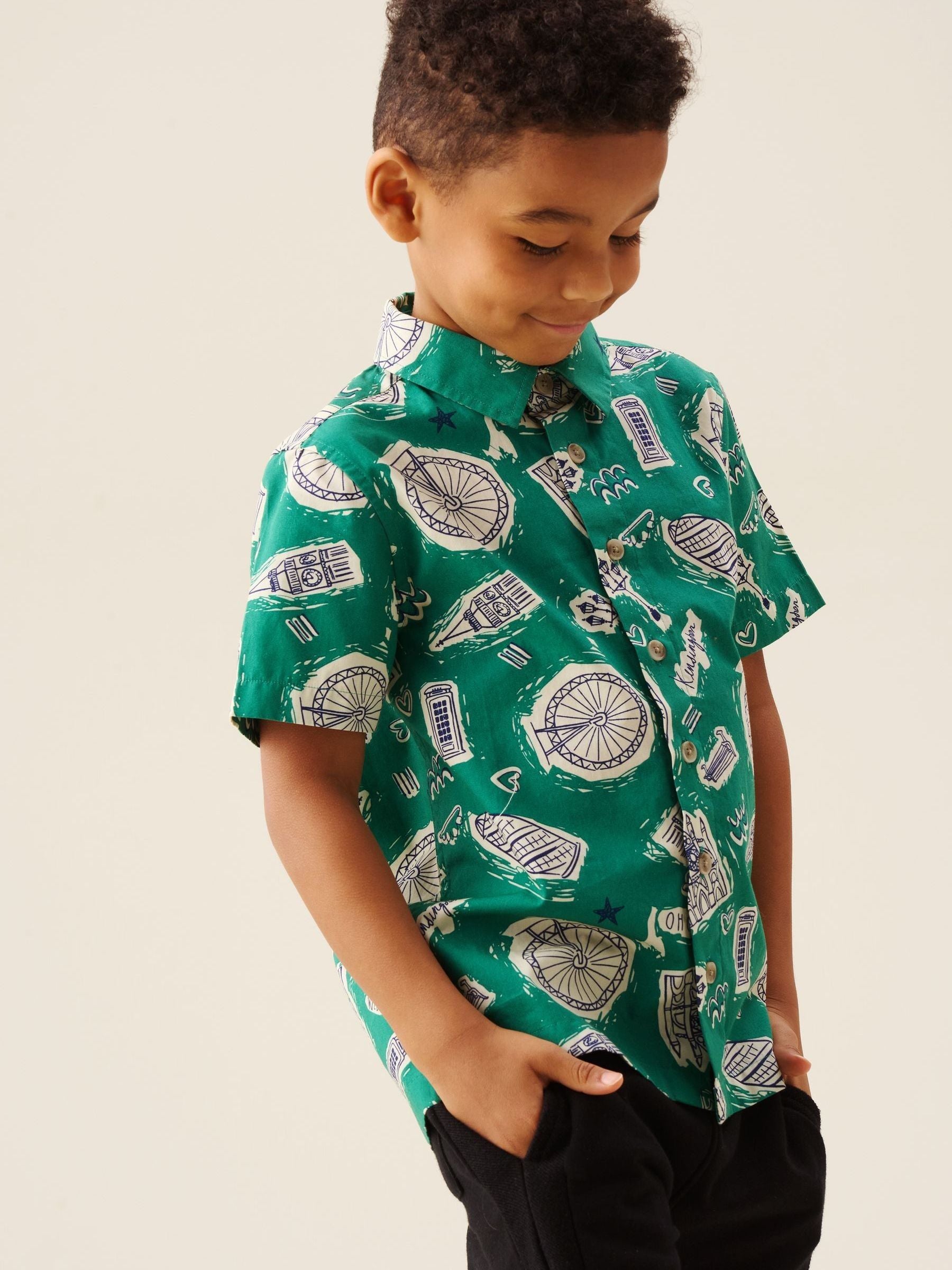 Dsiney Kidz - Angel & Rocket Green Damien City Print Shirt image 7