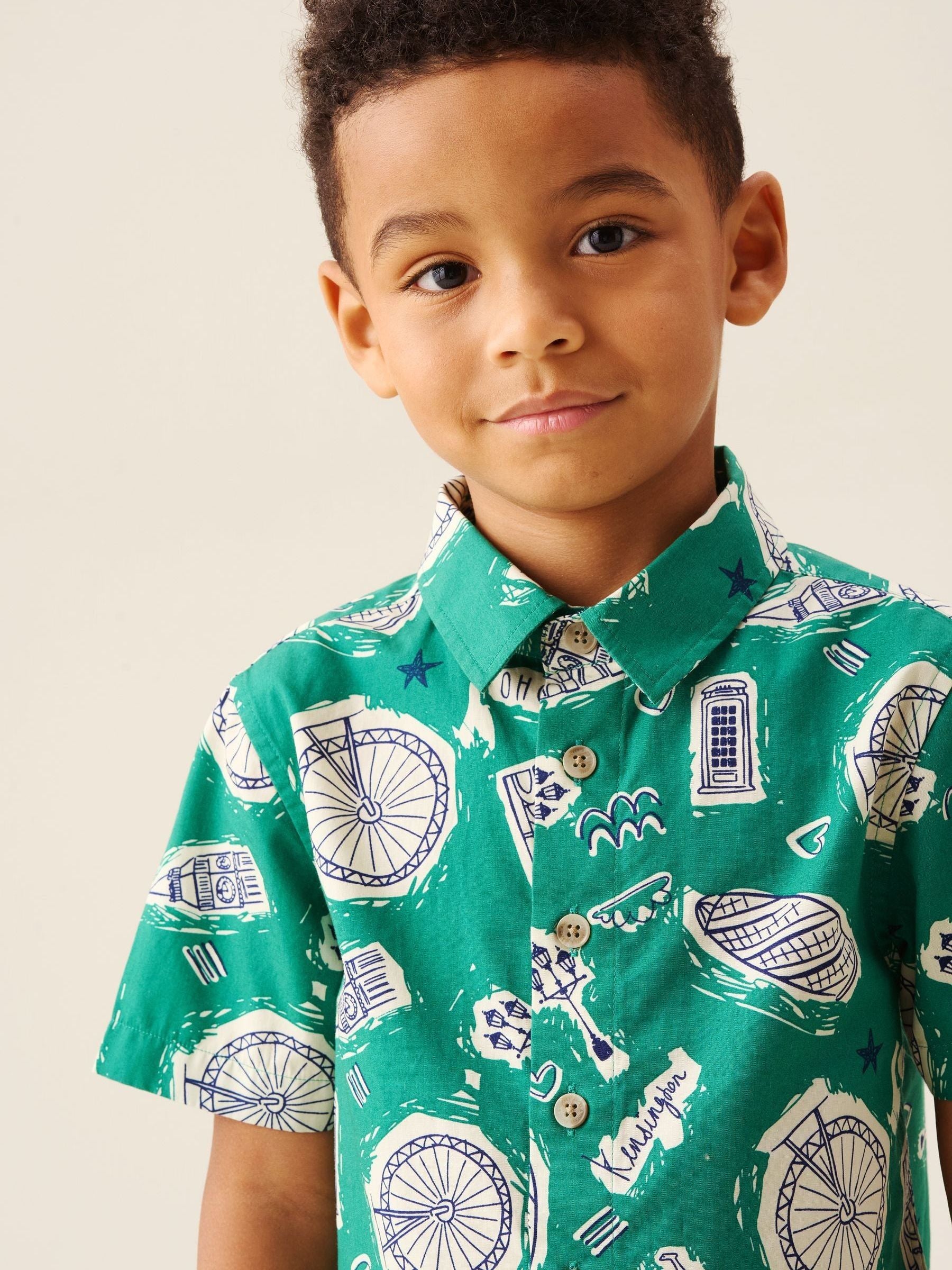 Dsiney Kidz - Angel & Rocket Green Damien City Print Shirt image 8
