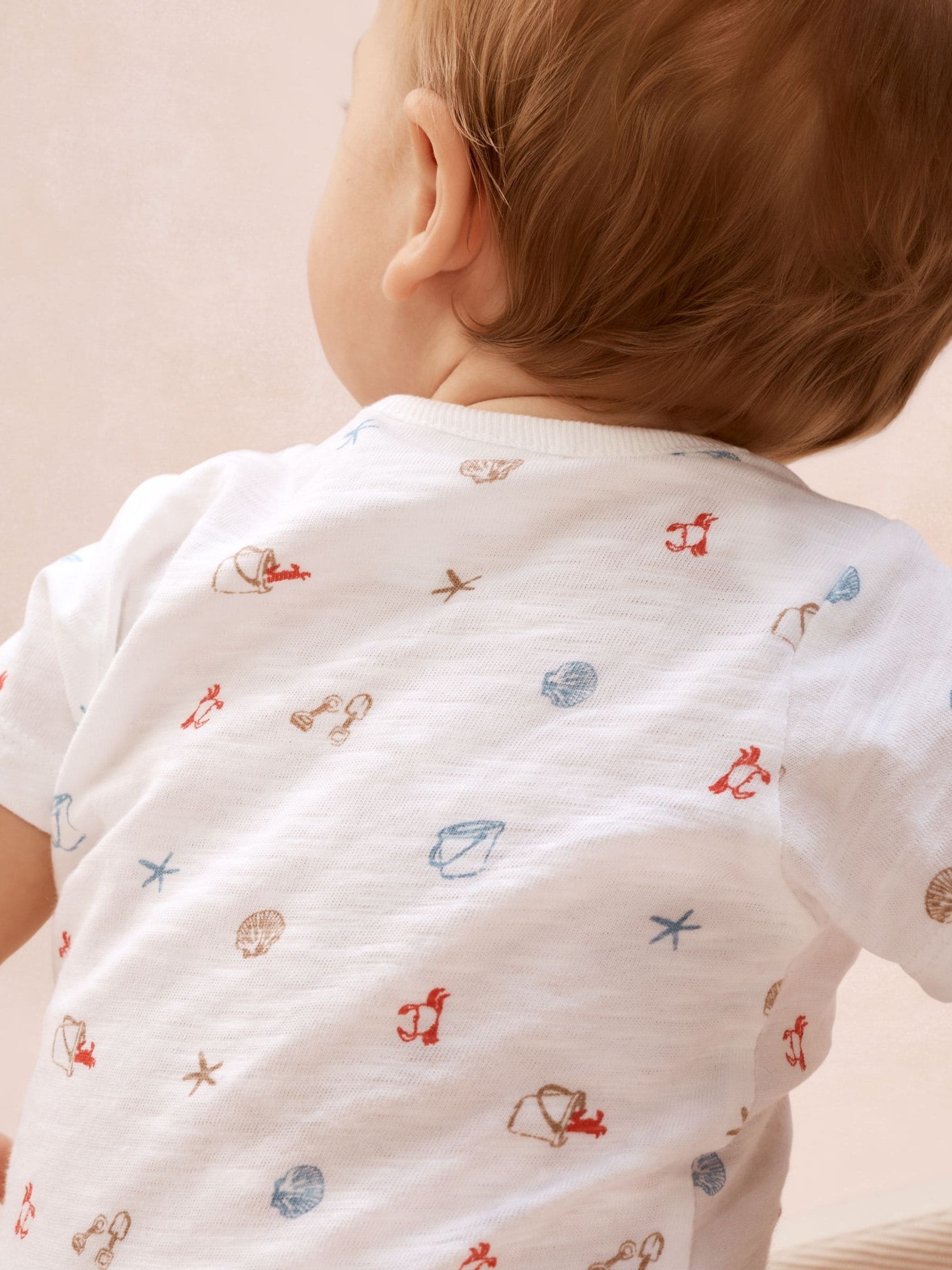 The White Company White Cotton Blend Beach Scene Shortie Rompersuit image 2