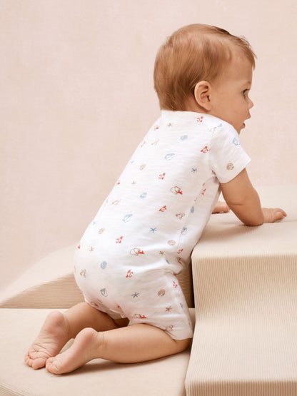The White Company White Cotton Blend Beach Scene Shortie Rompersuit image 3