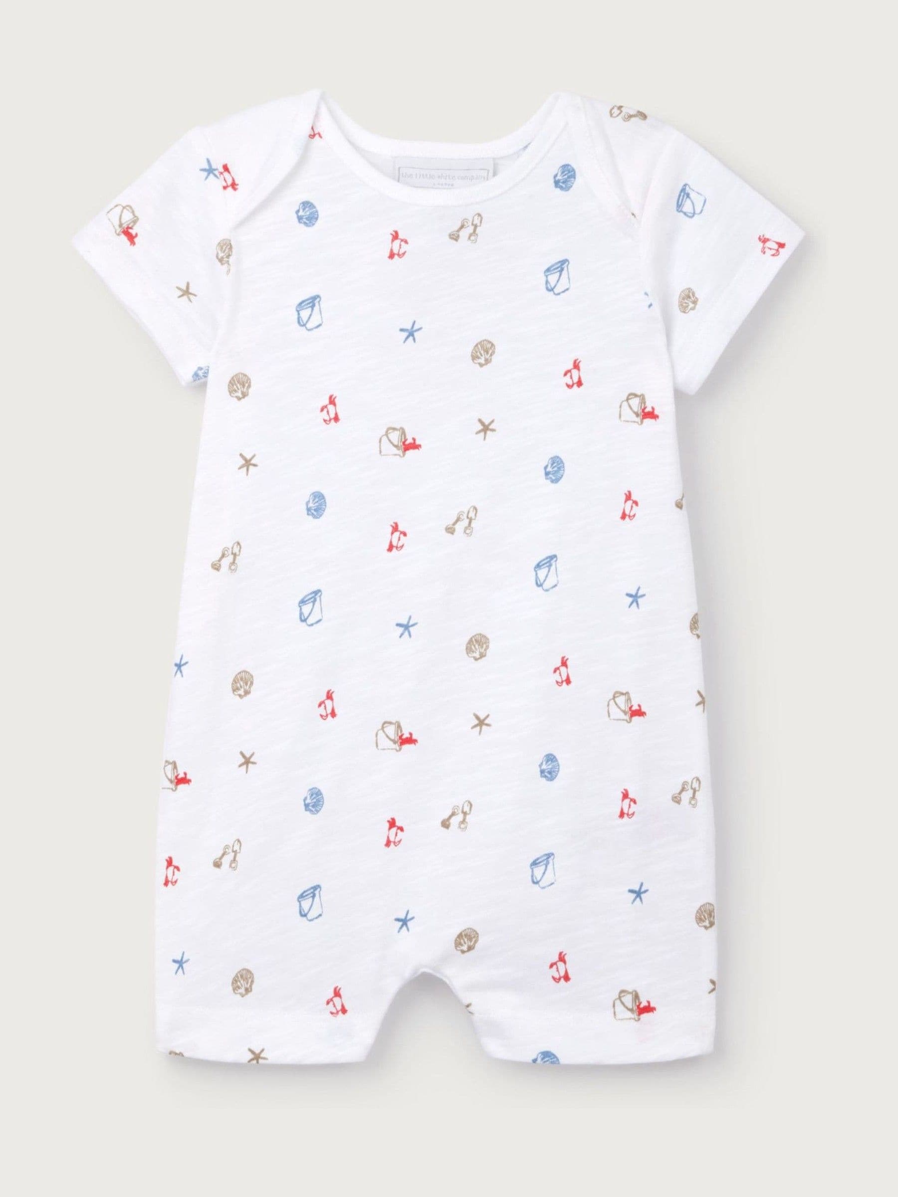 The White Company White Cotton Blend Beach Scene Shortie Rompersuit image 5