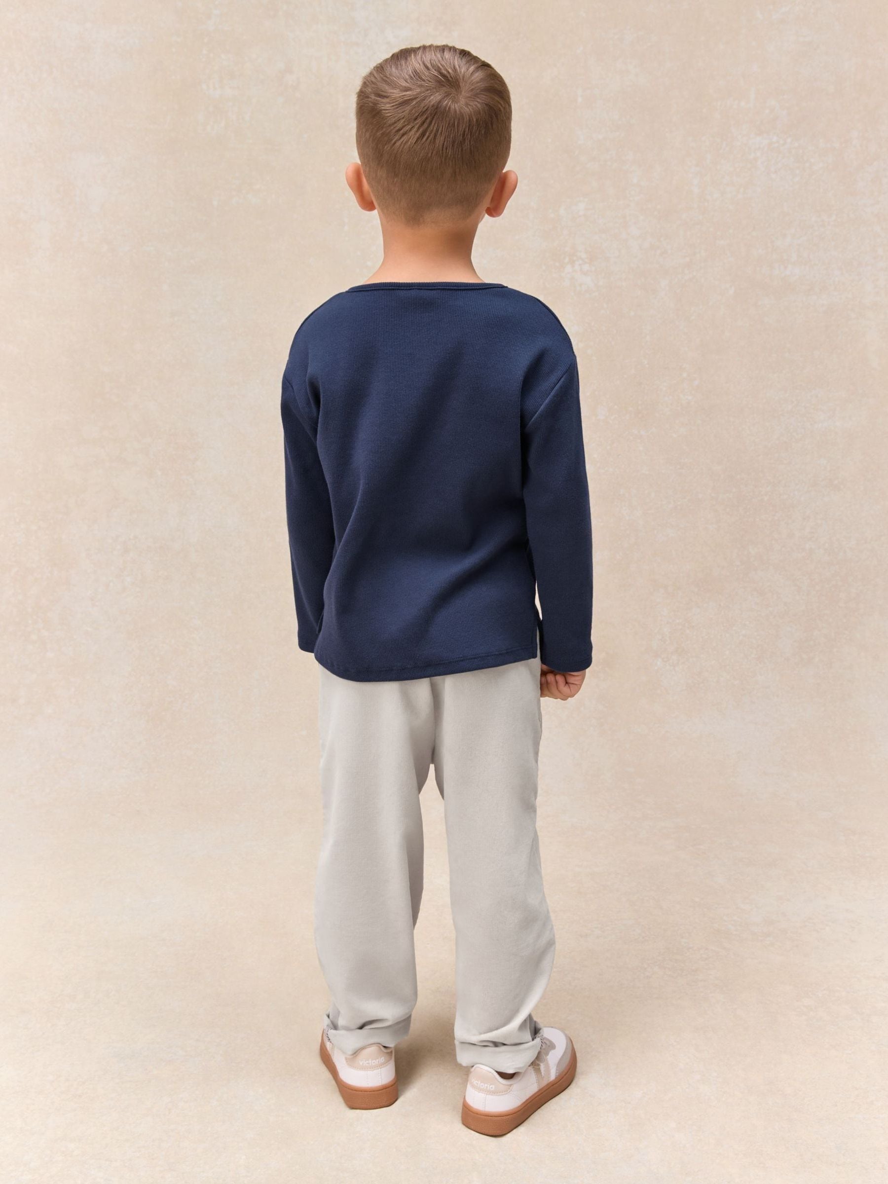 The White Company White Cotton Blend Henley Top & Cord Trousers Set image 4
