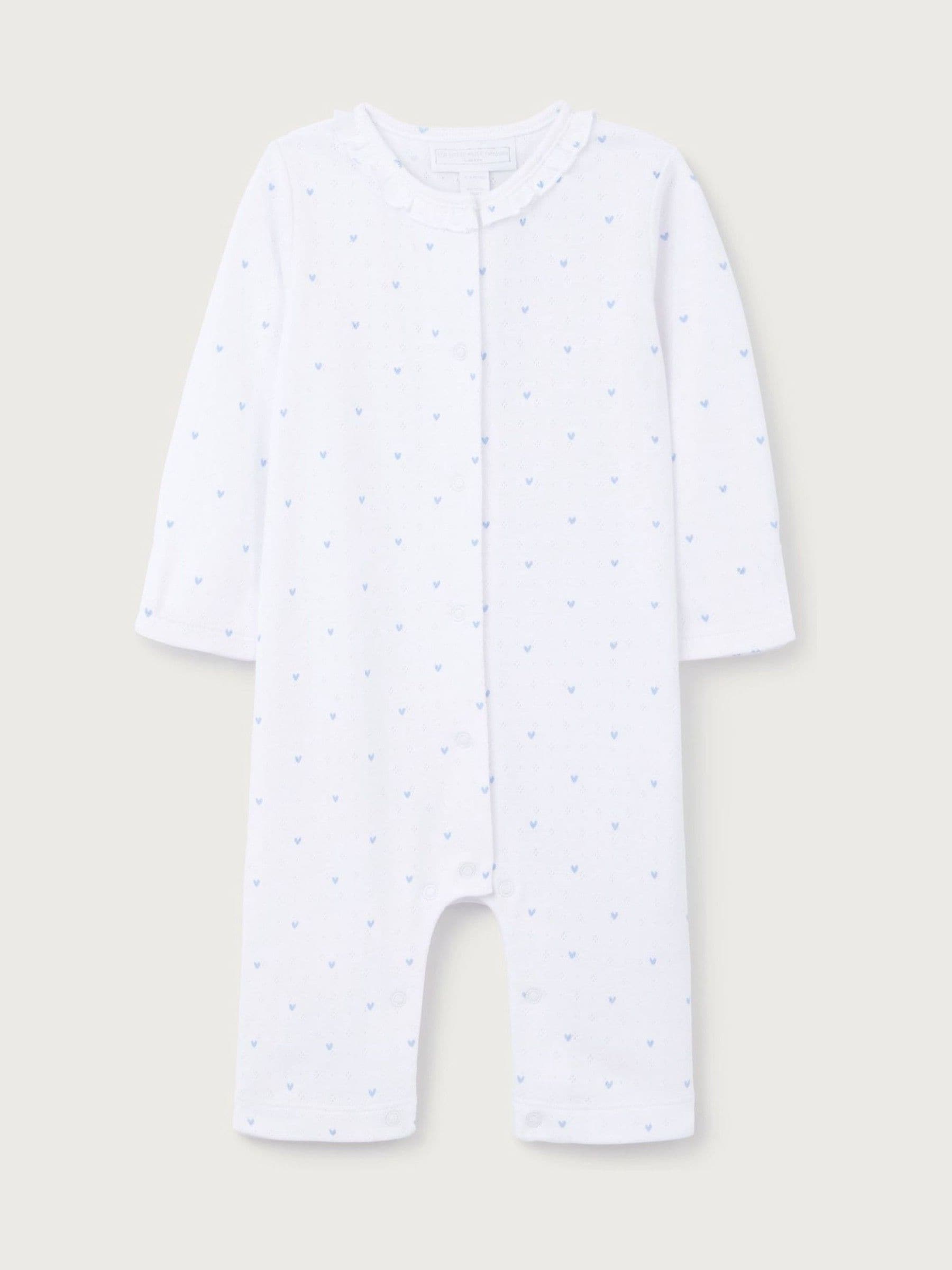 The White Company White Cotton Heart Pointelle Frill Collar Sleepsuit image 5