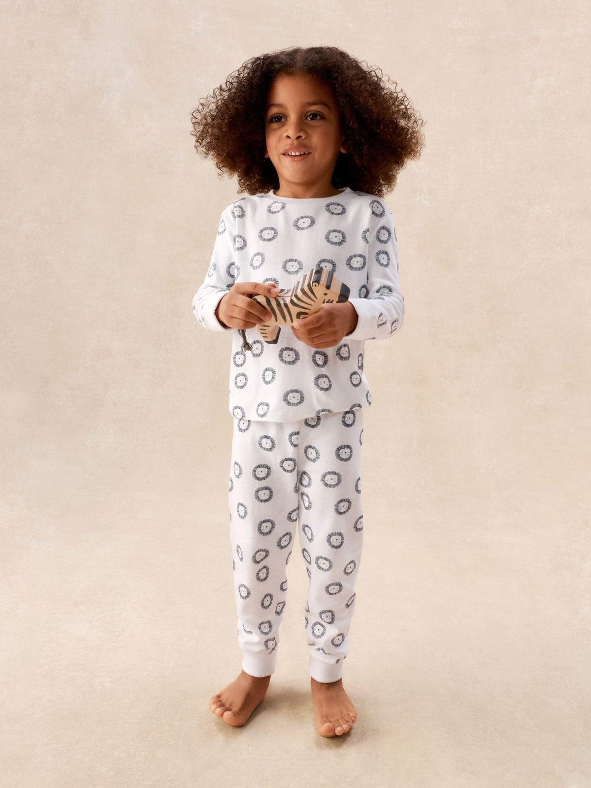 The White Company Blue Cotton Blend Lion Print Slim Fit Pyjamas - image 1