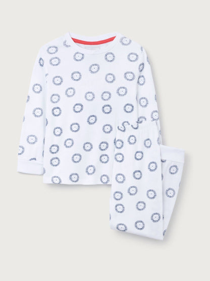 The White Company Blue Cotton Blend Lion Print Slim Fit Pyjamas - image 5