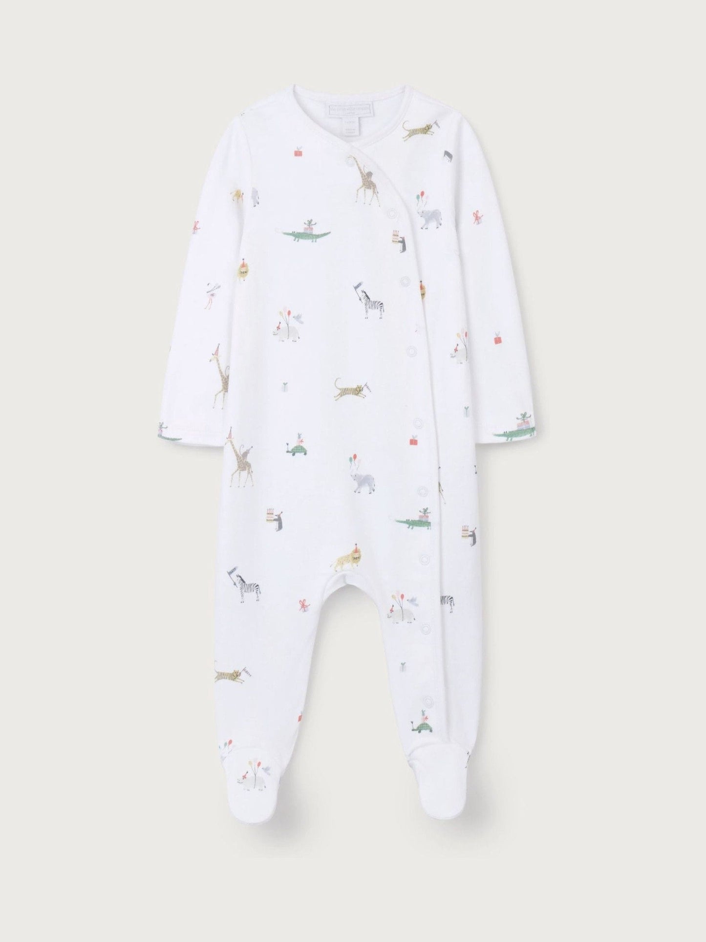 The White Company White Cotton Party Animal Print Wrap Sleepsuit image 5