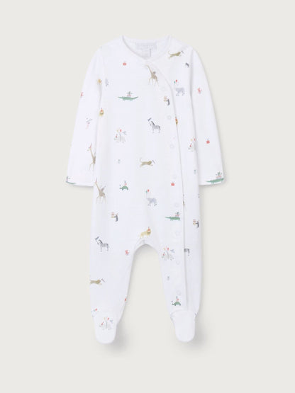 The White Company White Cotton Party Animal Print Wrap Sleepsuit image 5