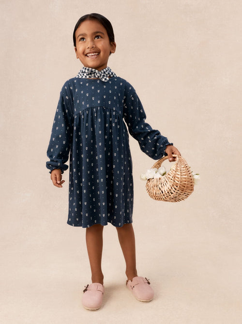 The White Company Blue Cotton Daisy Jersey Dress & Neckerchief Set image 1