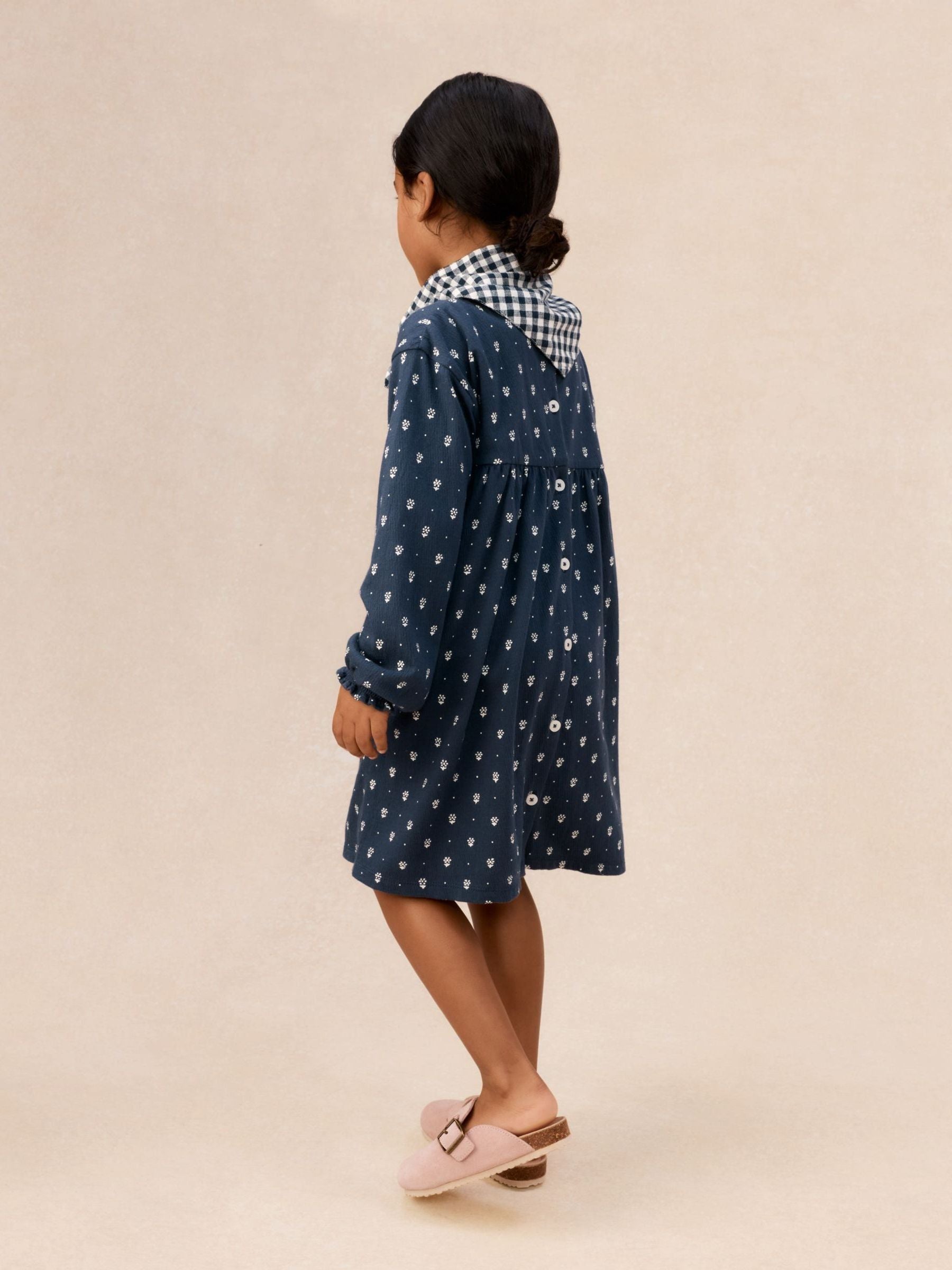 The White Company Blue Cotton Daisy Jersey Dress & Neckerchief Set image 4