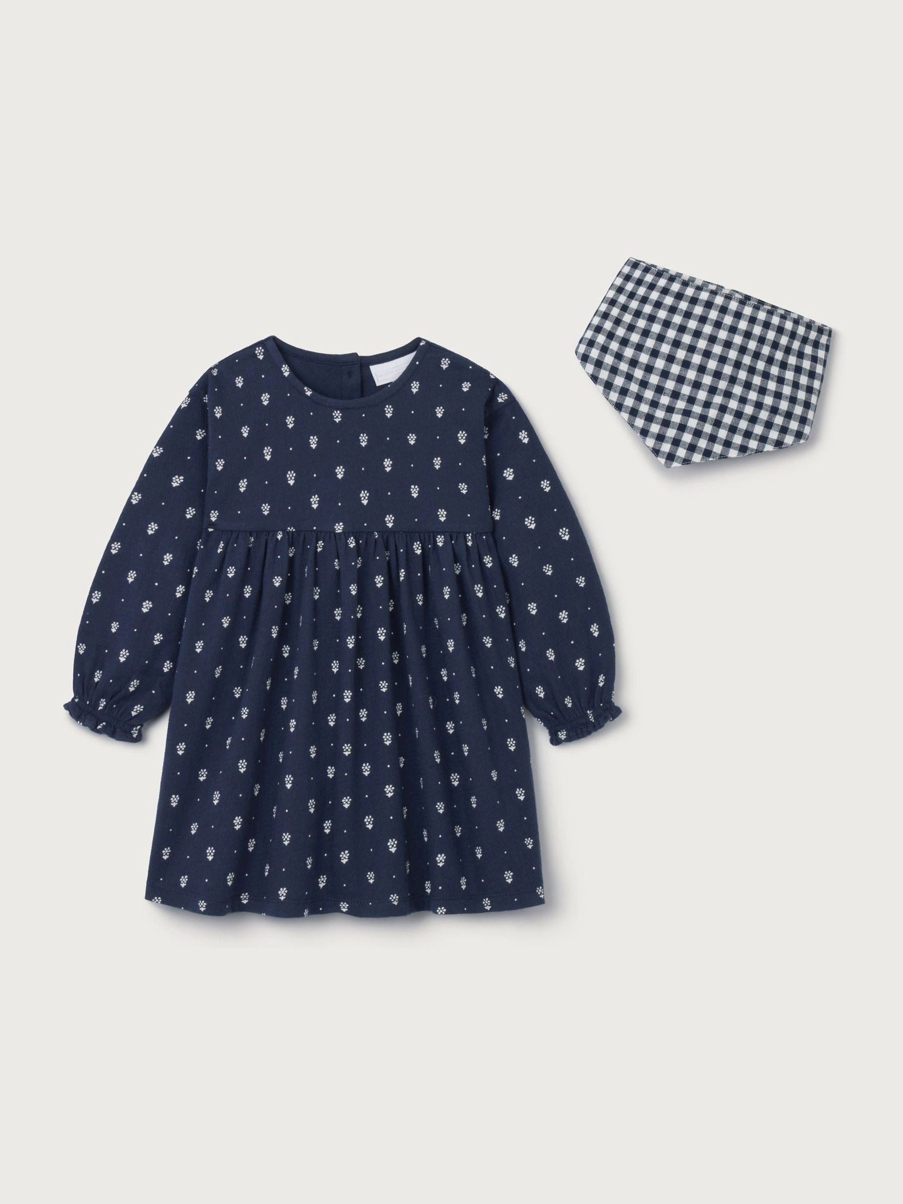 The White Company Blue Cotton Daisy Jersey Dress & Neckerchief Set image 5