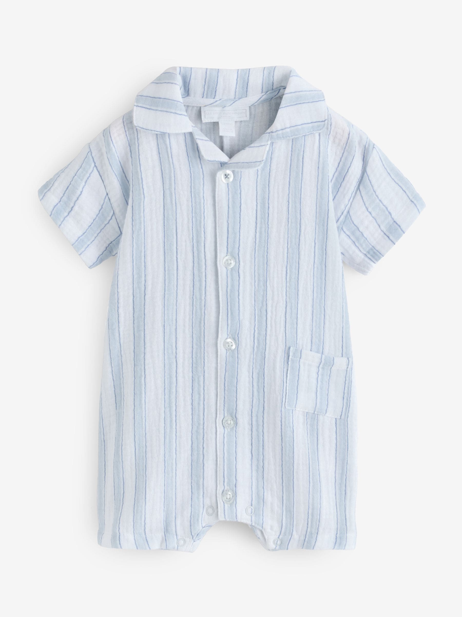 The White Company Blue Double Cotton Watercolour Stripe Classic Rompersuits image 5