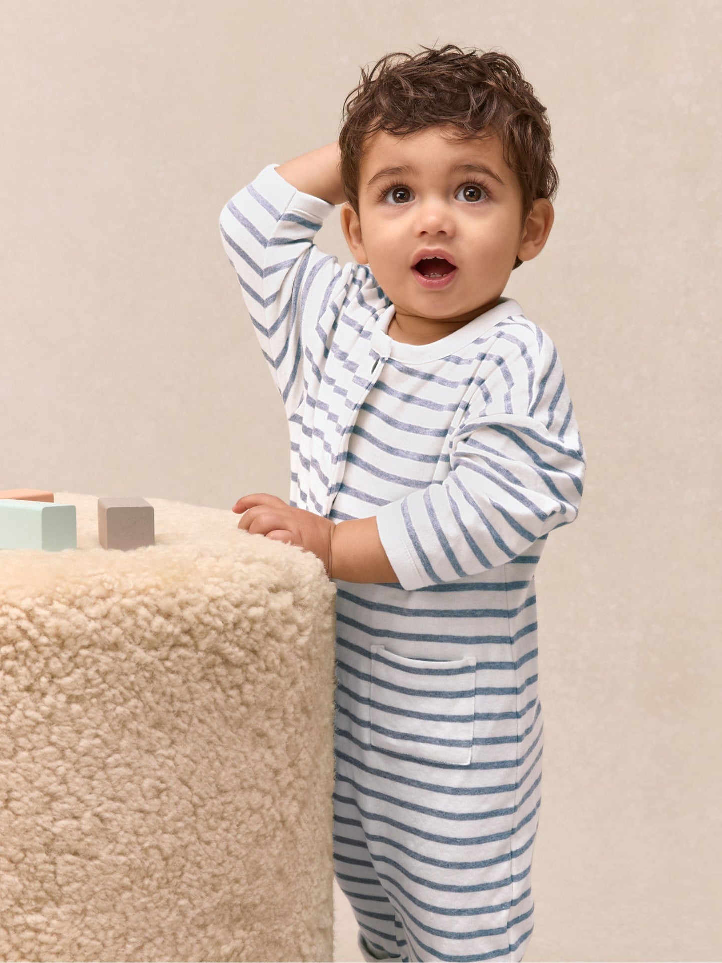 The White Company White Baby Cotton Sail Away Romper image 1