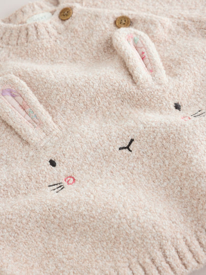 Ecru Bunny Knitted Jumper and Floral Leggings Baby Set 2 Piece (0mths-2yrs) - image 4