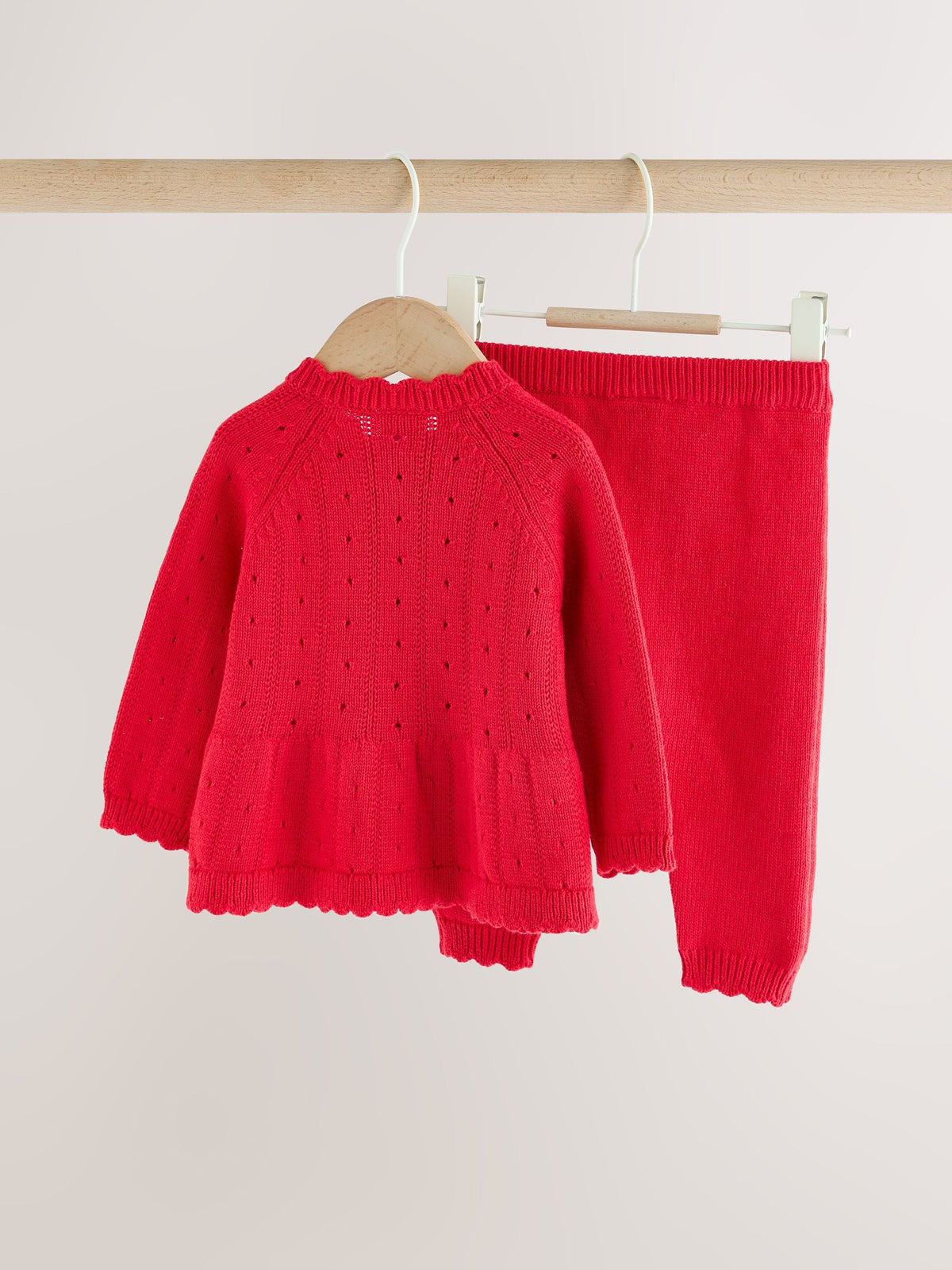 Dsiney Kidz - Red Frill Knitted Bow Baby Cardigan & Leggings Set 2 Piece (0mths-2yrs) image 4