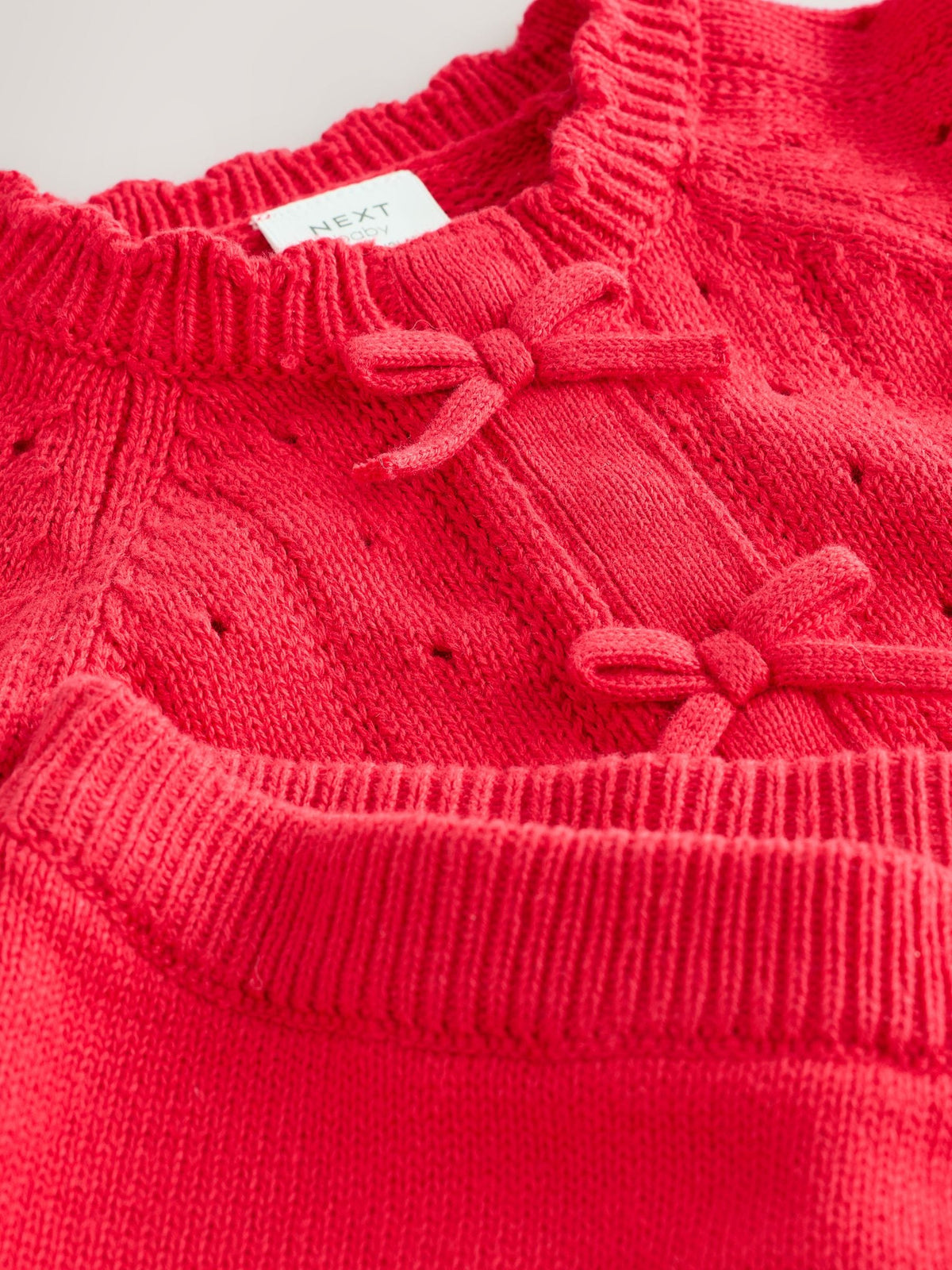 Dsiney Kidz - Red Frill Knitted Bow Baby Cardigan & Leggings Set 2 Piece (0mths-2yrs) image 7