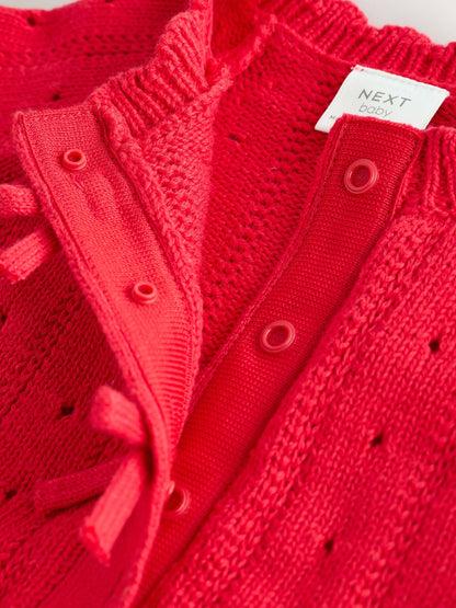 Dsiney Kidz - Red Frill Knitted Bow Baby Cardigan & Leggings Set 2 Piece (0mths-2yrs) image 8