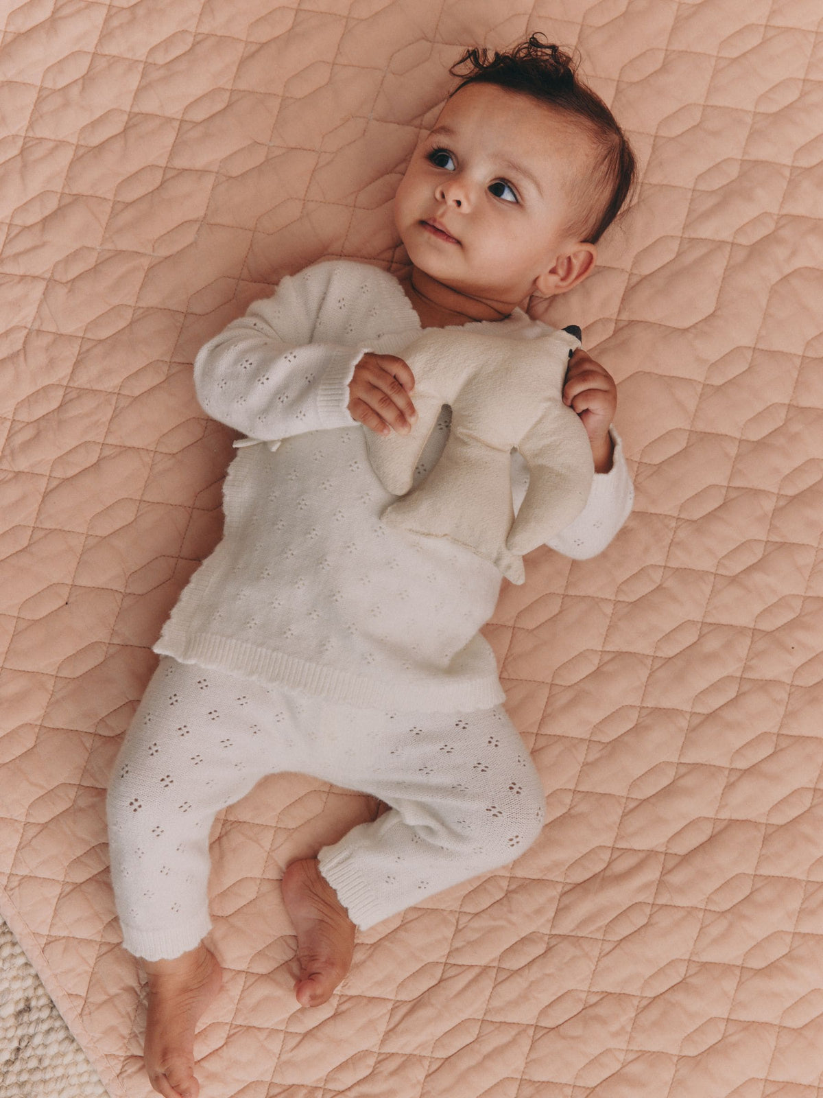 Ecru Cashmere Blend Knitted Wrap Over Cardigan and Leggings Baby 2 Piece Set (0mths-2yrs) - image 1