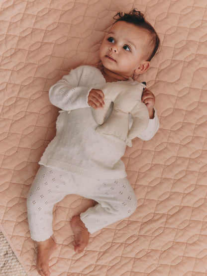 Ecru Cashmere Blend Knitted Wrap Over Cardigan and Leggings Baby 2 Piece Set (0mths-2yrs) - image 1