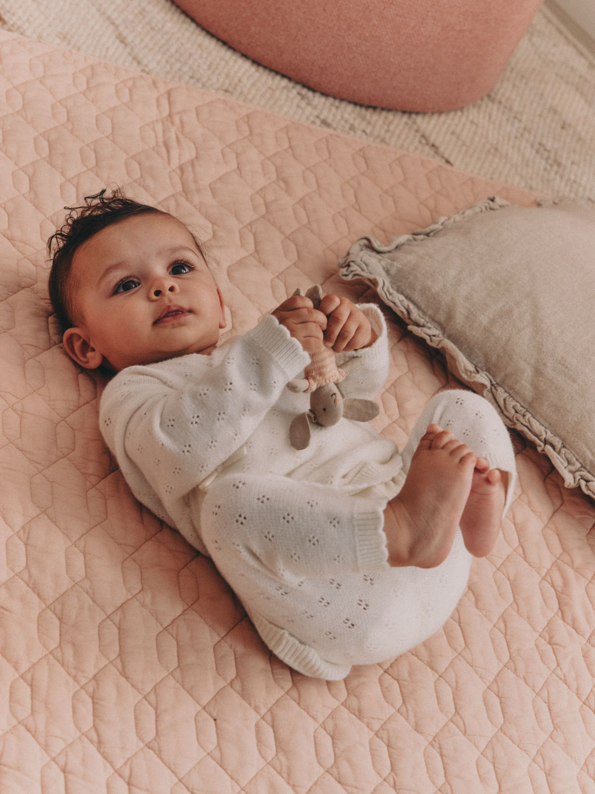 Ecru Cashmere Blend Knitted Wrap Over Cardigan and Leggings Baby 2 Piece Set (0mths-2yrs) - image 2