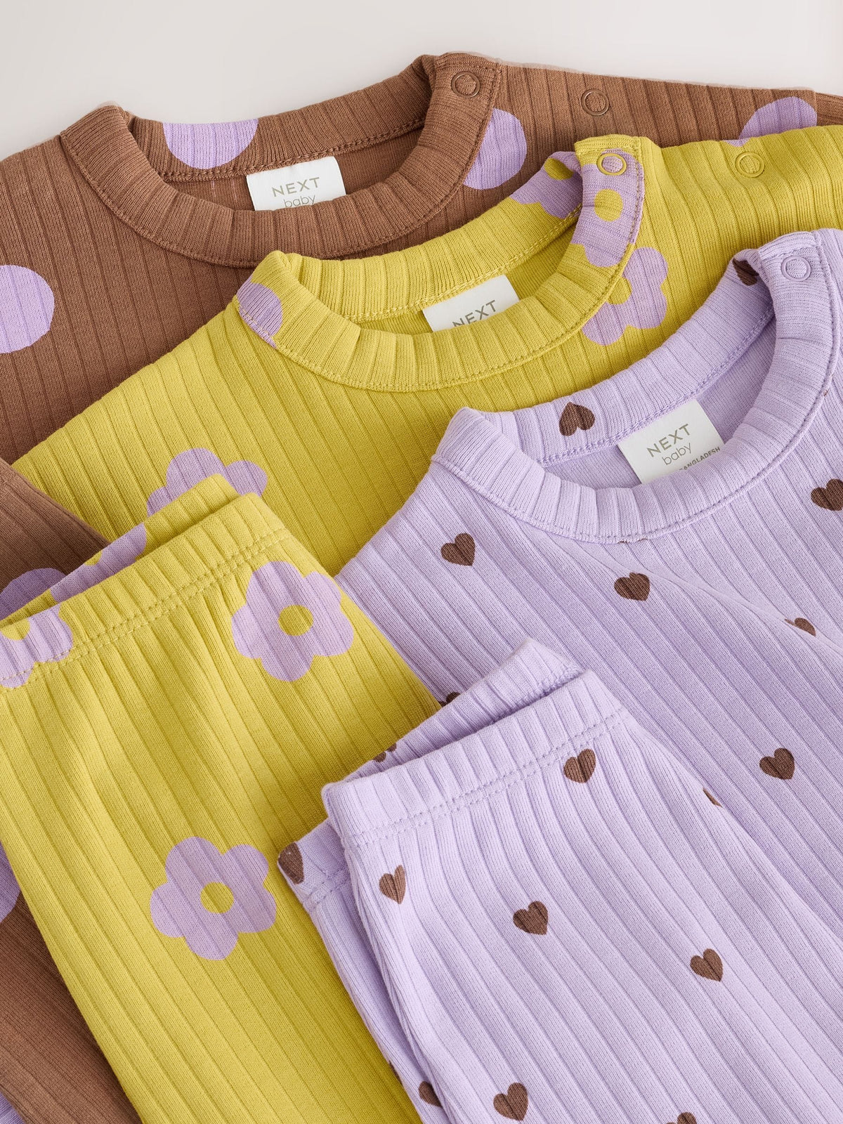 Brown / Purple Baby Long Sleeve Top And Leggings 6 Piece Set (0mths-2yrs) - image 11
